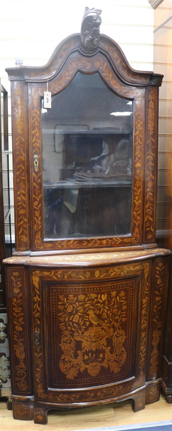 A 19th century Dutch marquetry corner cabinet W.61cm